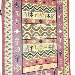Geometric South-western Reversible Kilim Accent Rug Hand woven Wool Carpet 6'x4'